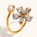 Crystal Flower Open Ring