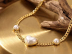Pearl Heart Gold Bracelet