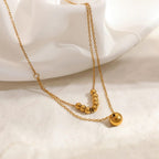 Gold Double Layer Bead Necklace
