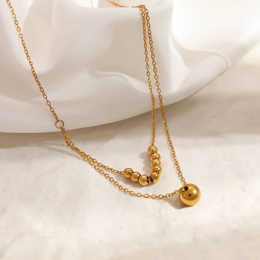 Gold Double Layer Bead Necklace