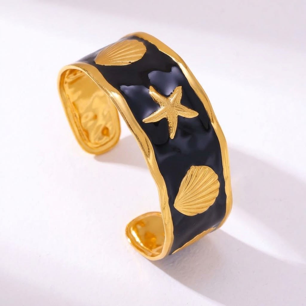 Ocean Shell Enamel Cuff Bracelet