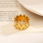 Gold Chunky Beaded Crown Ring