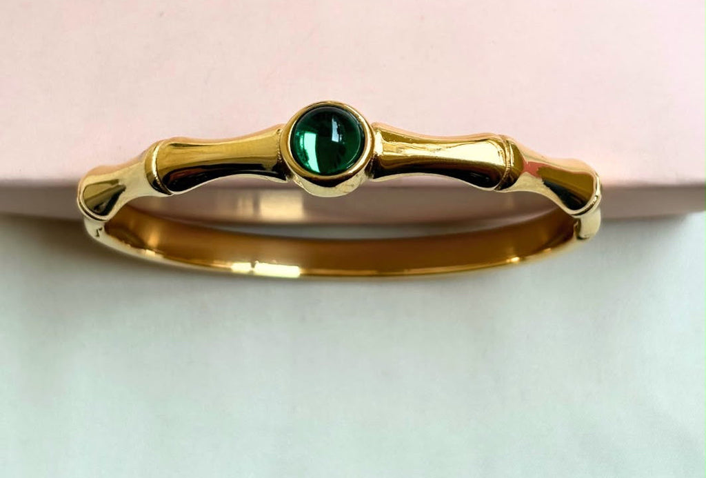 Stainless Steel Luxury Emerald Hand Cuff