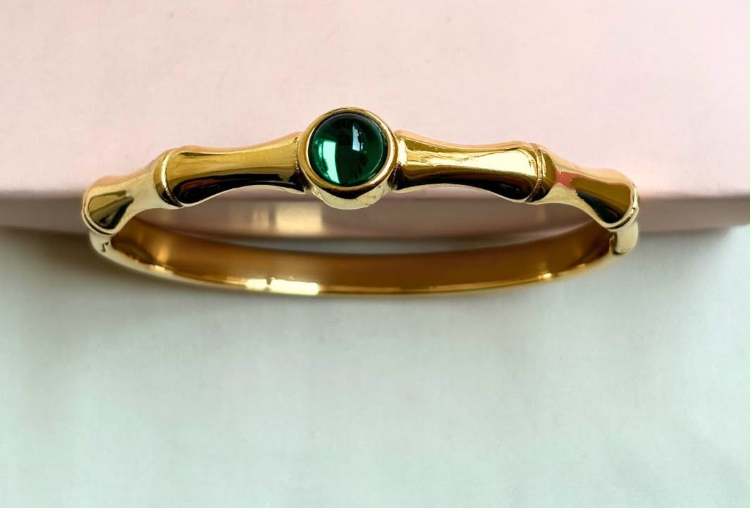 Stainless Steel Luxury Emerald Hand Cuff