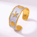 Ocean Shell Enamel Cuff Bracelet