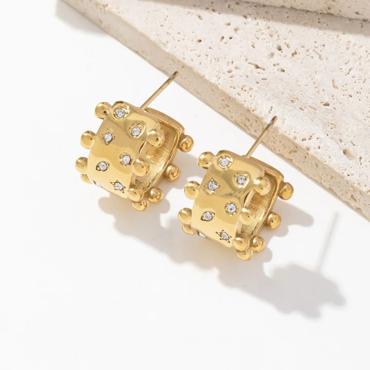 Gold Chunky Beaded Hoop Earrings