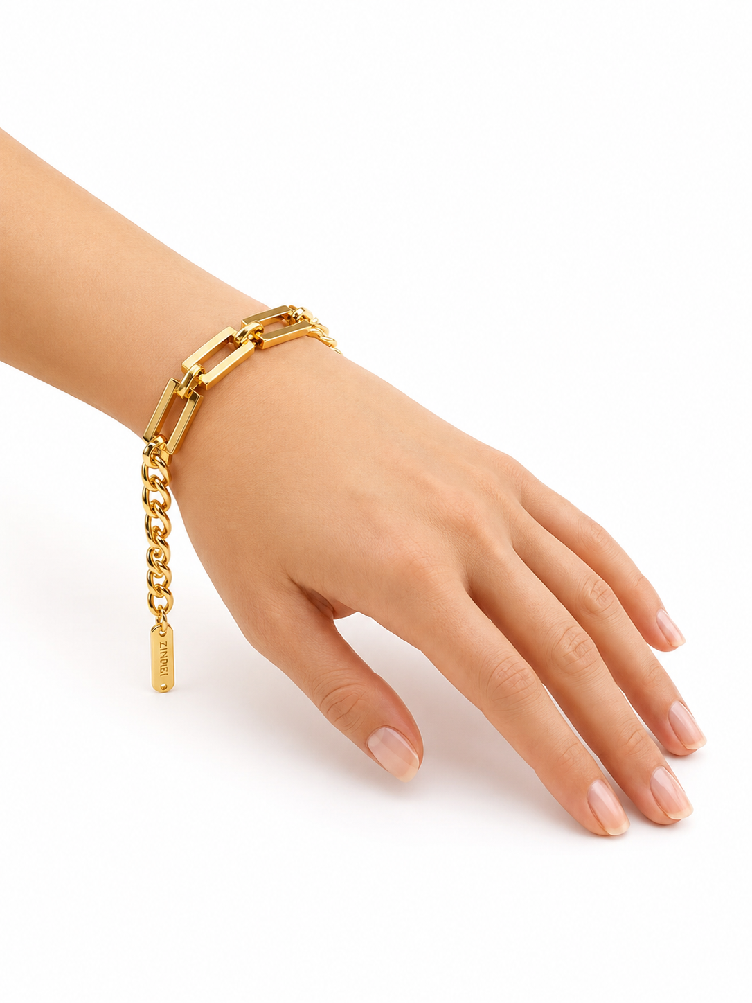 "Turn heads with this bold gold chunky bracelet
