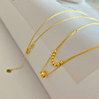 Gold Double Layer Bead Necklace