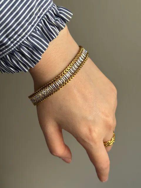 Baguette Crystal Wheat Chain Bracelet