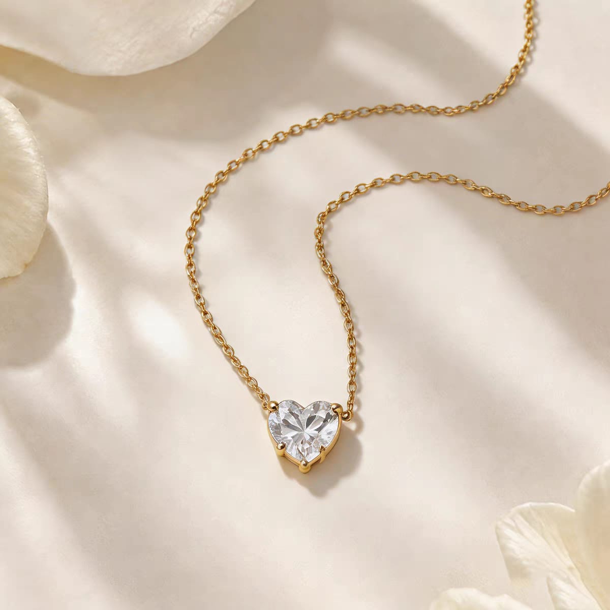 Gold Heart Crystal Pendant Necklace