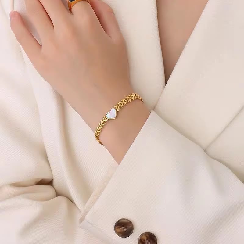 Gold Leaf Heart Bracelet