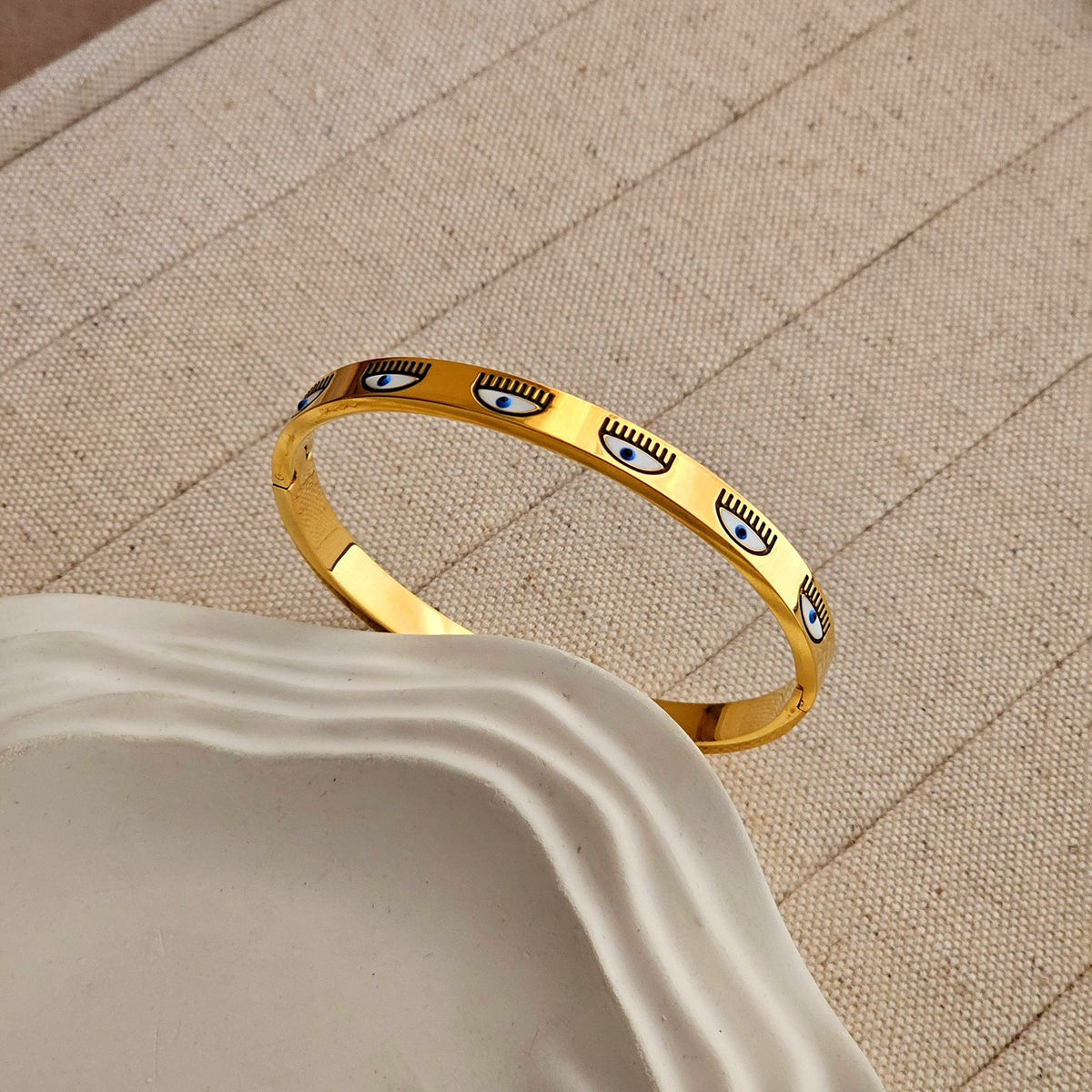 Evil Eye Gold Handcuff
