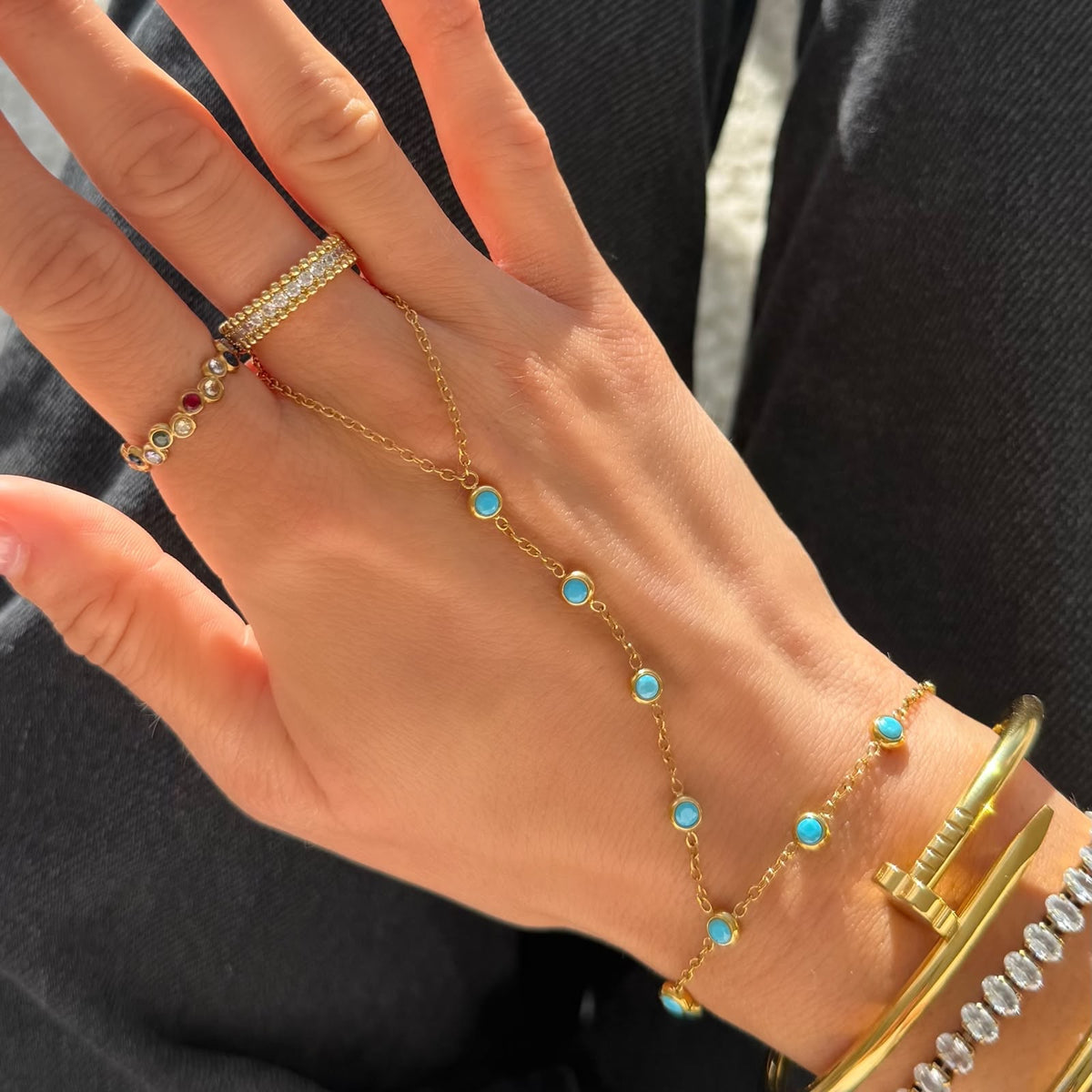 Feroza Stone Hand Chain