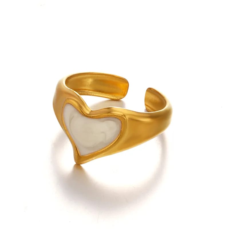 Enamel Heart Adjustable Ring