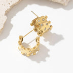 Gold Chunky Beaded Hoop Earrings