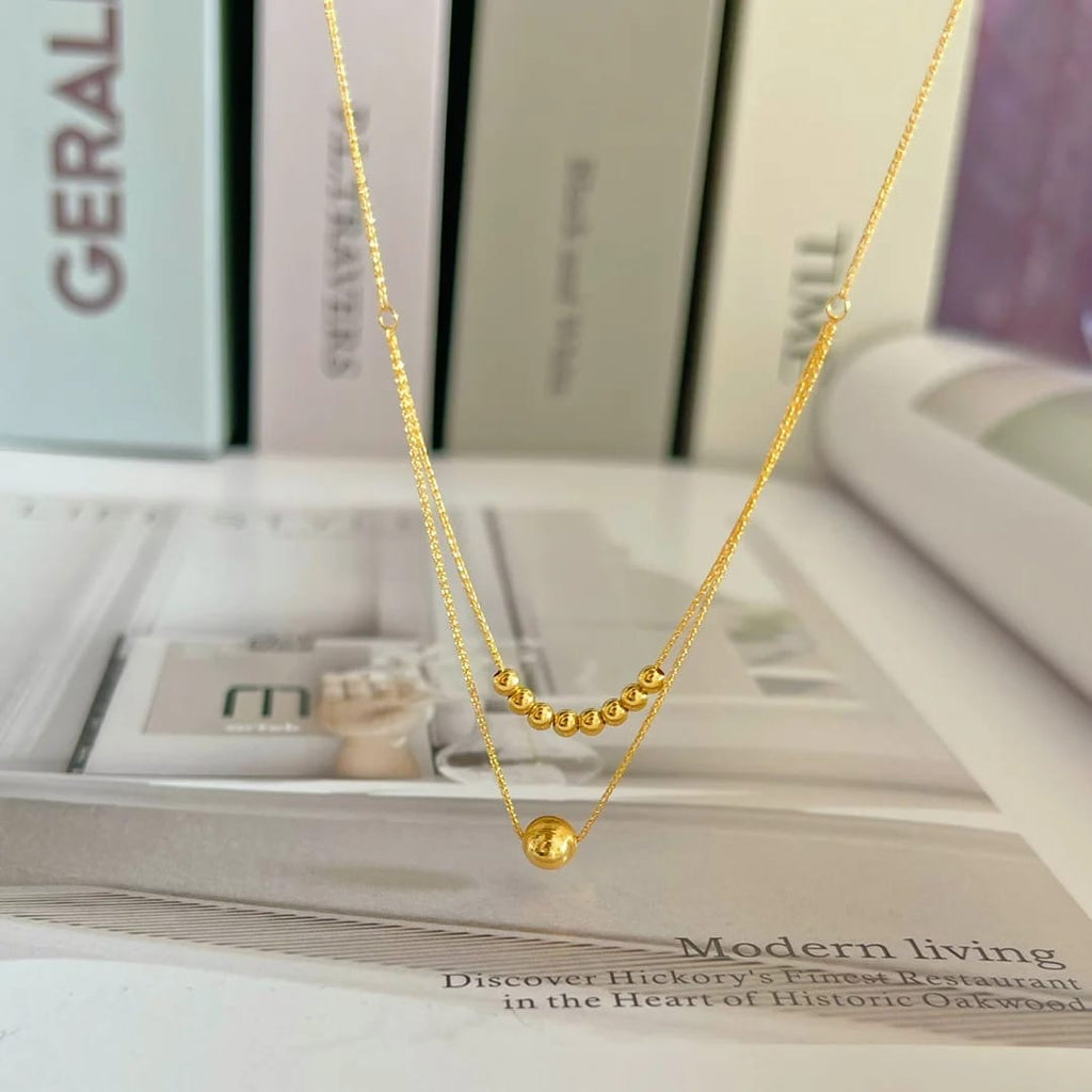 Gold Double Layer Bead Necklace