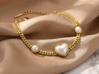 Pearl Heart Gold Bracelet