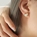 Mother of Pearl Heart Stud Earrings