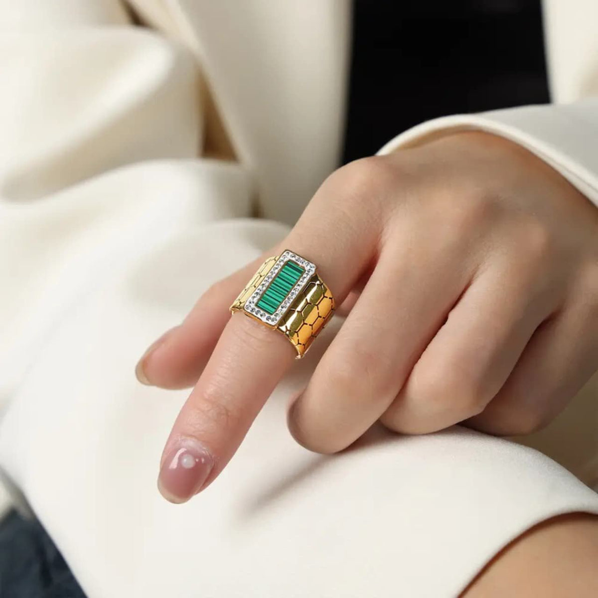 Stone Colorful Ring Adjustable