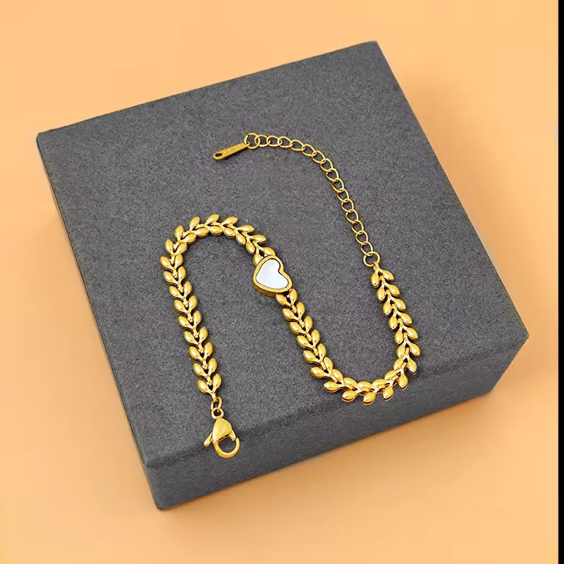 Gold Leaf Heart Bracelet