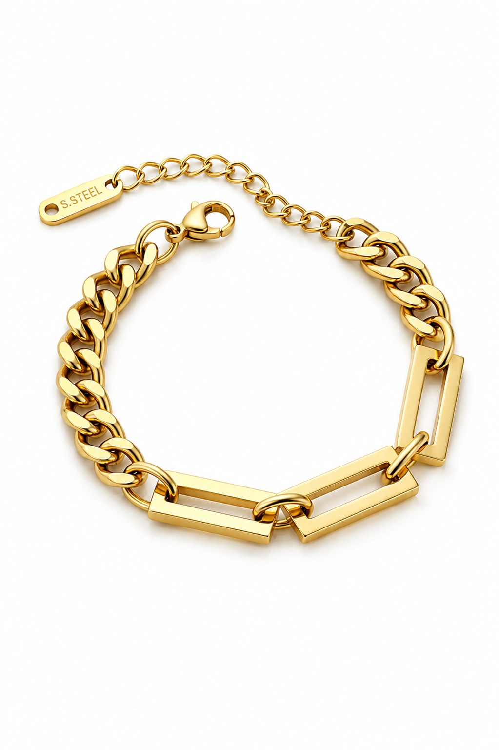 "Turn heads with this bold gold chunky bracelet