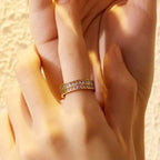 Double Row CZ Gold Band Ring