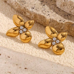Gold Flower Stud Earrings