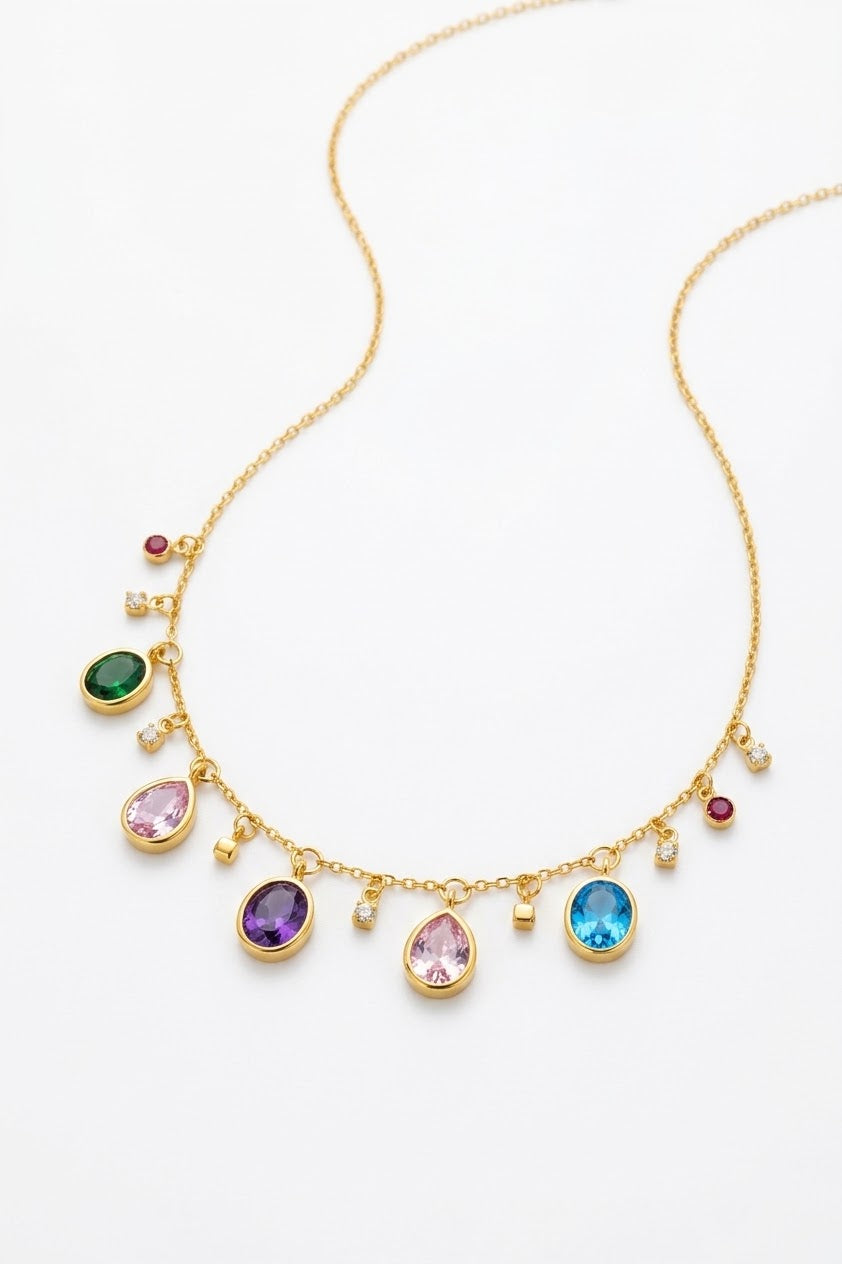 Multi Gemstone Charms Necklace