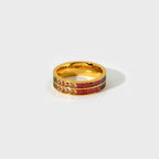 Double Row CZ Gold Band Ring