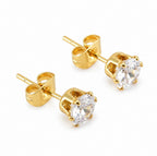 Pink Solitaire Stud Earrings