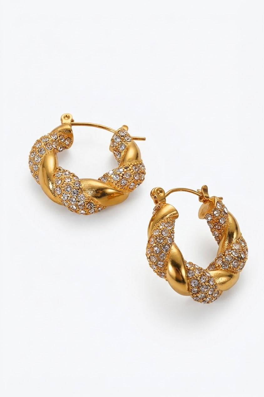 Twisted Diamond Hoop Earrings