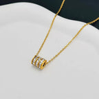 Gold Crystal Barrel Pendant Necklace