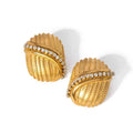 Gold Twisted Ribbed Stud Earring