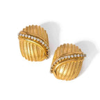 Gold Twisted Ribbed Stud Earring