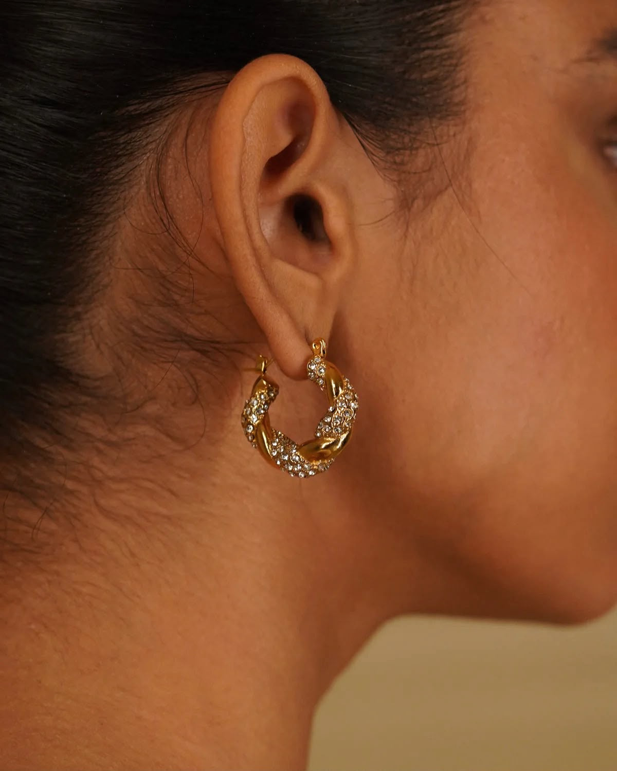 Twisted Diamond Hoop Earrings