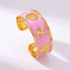 Ocean Shell Enamel Cuff Bracelet