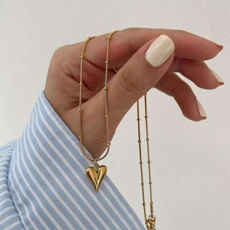 Gold Heart Ball Necklace