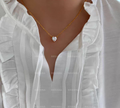 Gold Heart Crystal Pendant Necklace