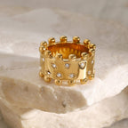 Gold Chunky Beaded Crown Ring