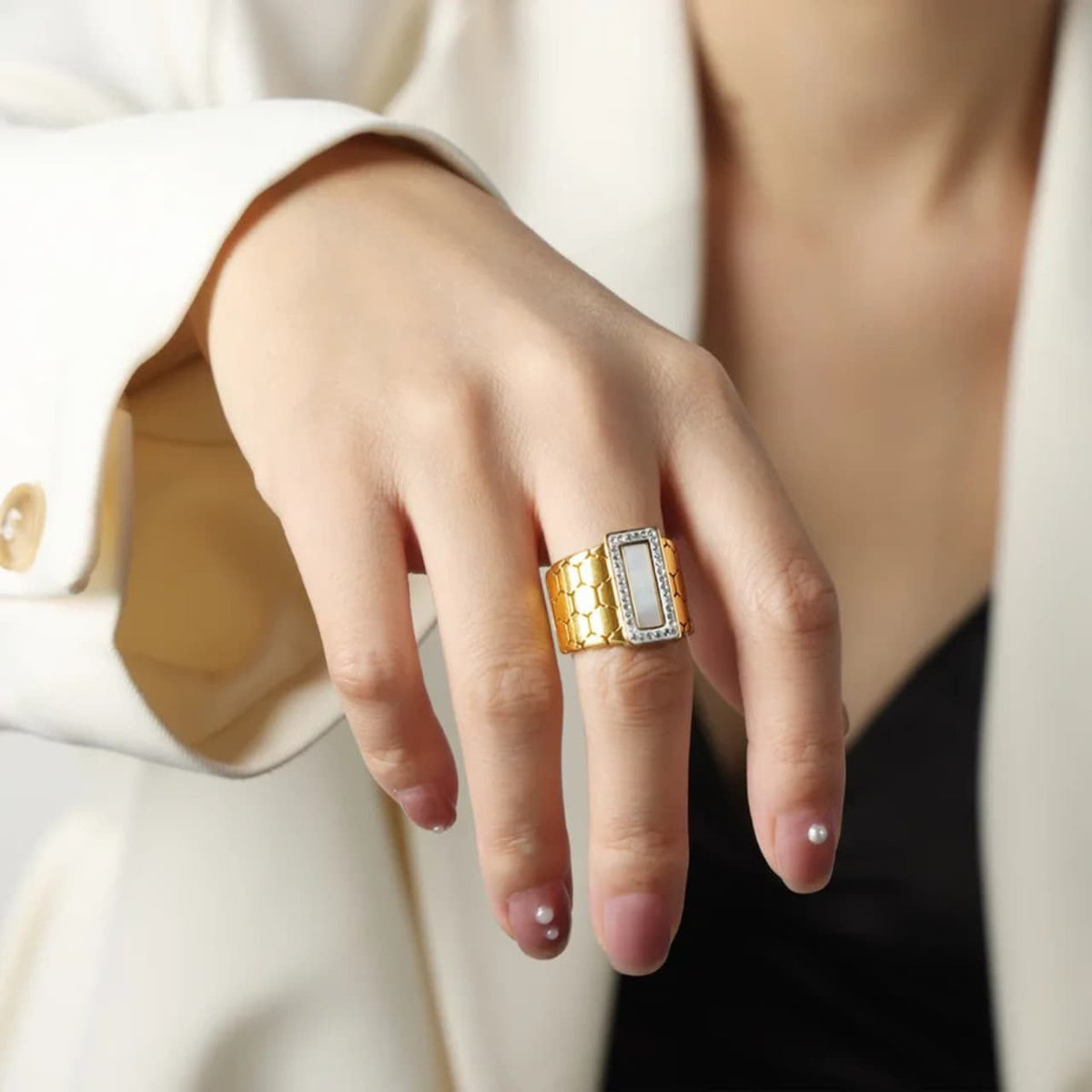 Stone Colorful Ring Adjustable