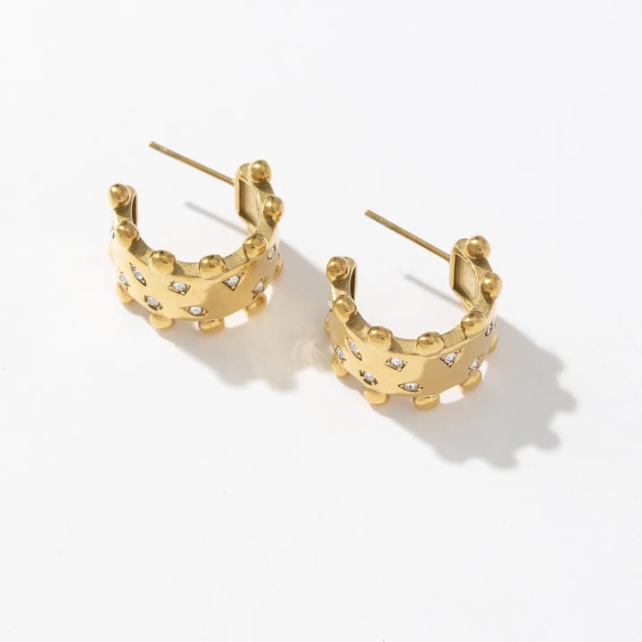 Gold Chunky Beaded Hoop Earrings