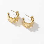 Gold Chunky Beaded Hoop Earrings