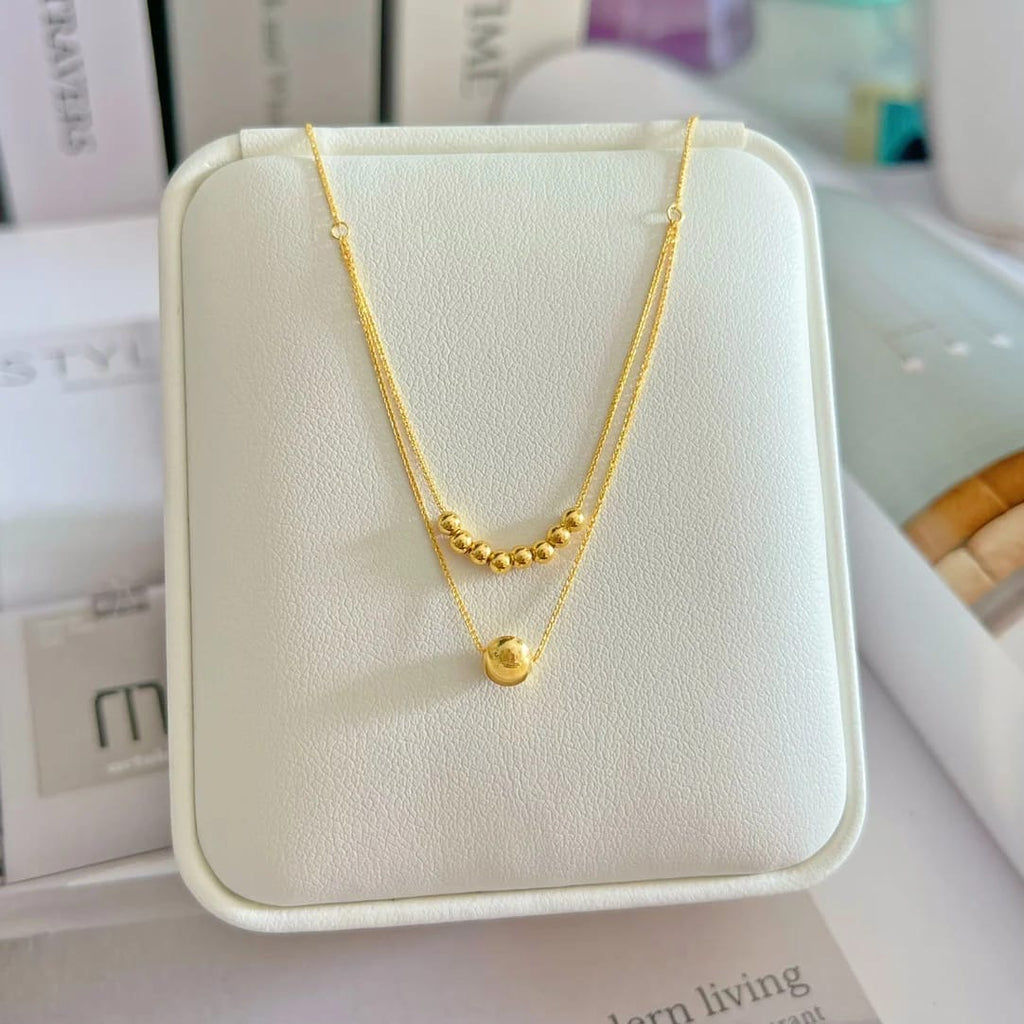 Gold Double Layer Bead Necklace