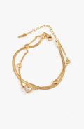 Gold Double Layer Heart Charm Bracelet