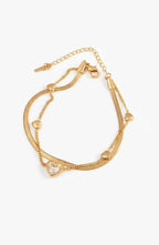 Gold Double Layer Heart Charm Bracelet