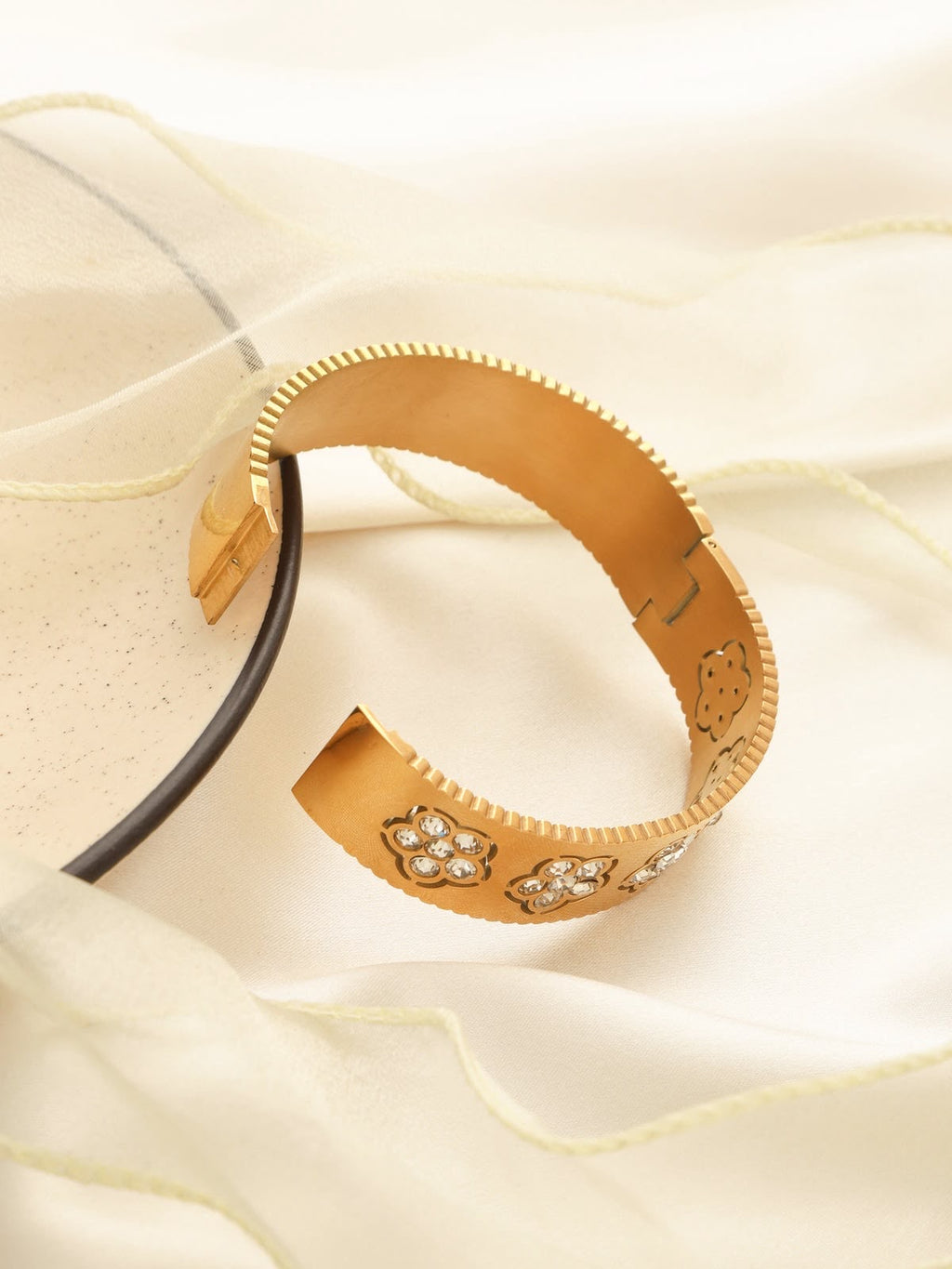 Gold Flower Cuff Bangle
