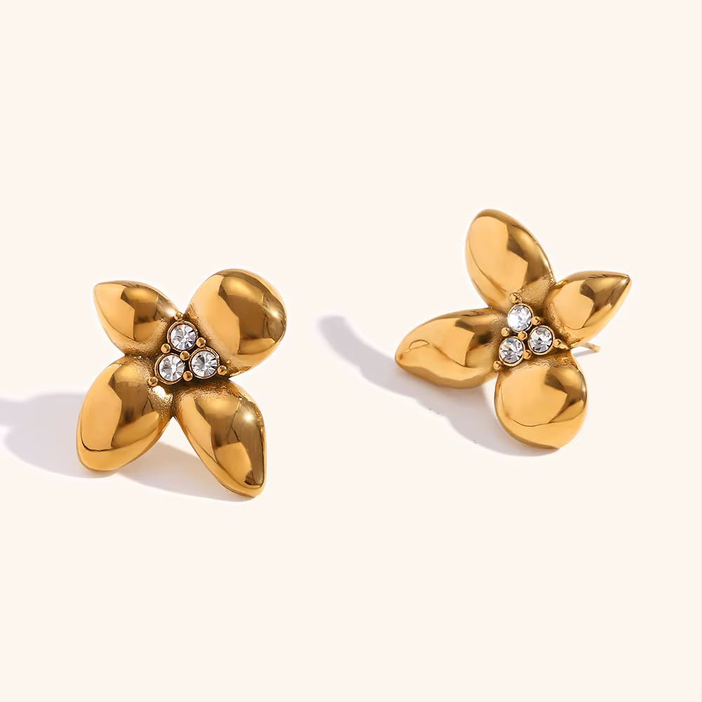 Gold Flower Stud Earrings
