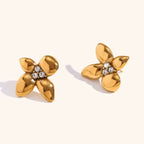 Gold Flower Stud Earrings