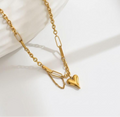 Puffy 3D Heart Mixed Chain Necklace
