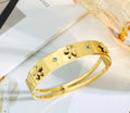 Gold Flower Cuff Bangle